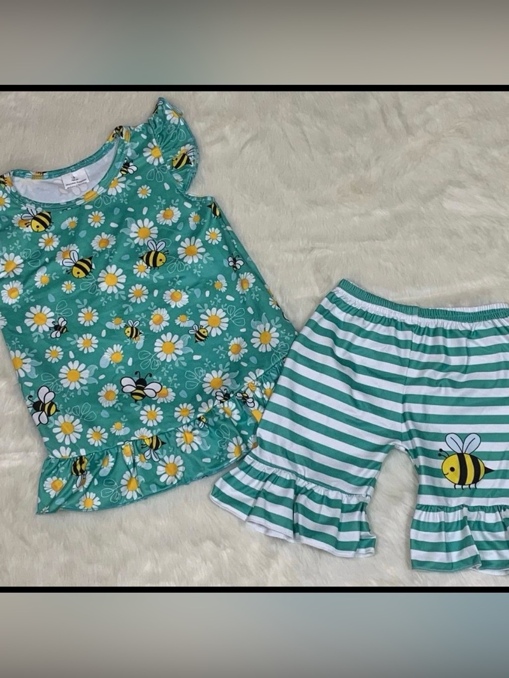 NEW Girl's Boutique Bumble Bee Floral 2PC Shorts Set 6-12 months